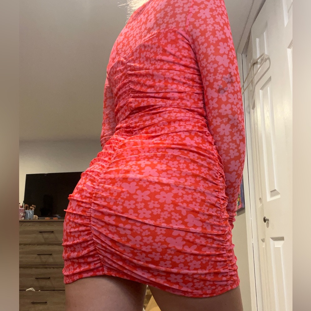 PINK AND ORANGE BODYCON DRESS